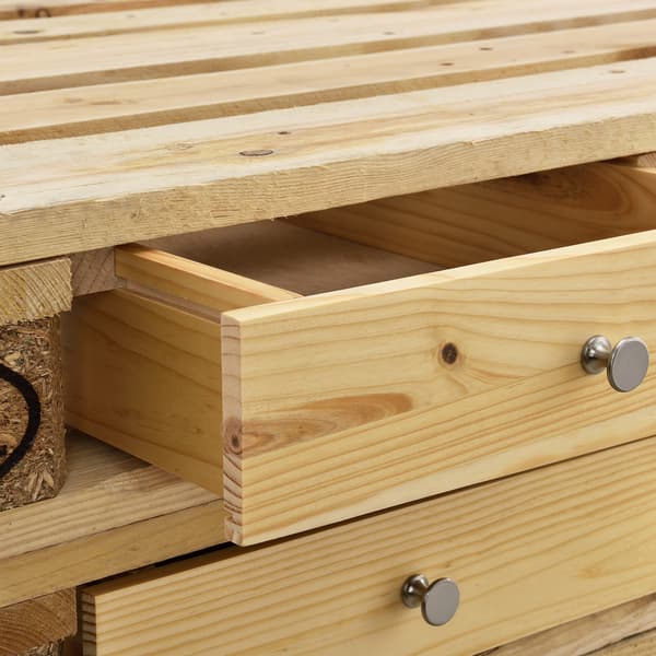 [en.casa]® Låda till lastpallar med skenor-standard-9,5x37,5x44,5cm-trä optik