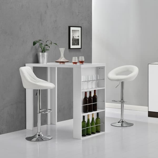 [en.casa]® Elegantti baaritiski sisäänrakenetuilla hyyllyillä - valkoinen