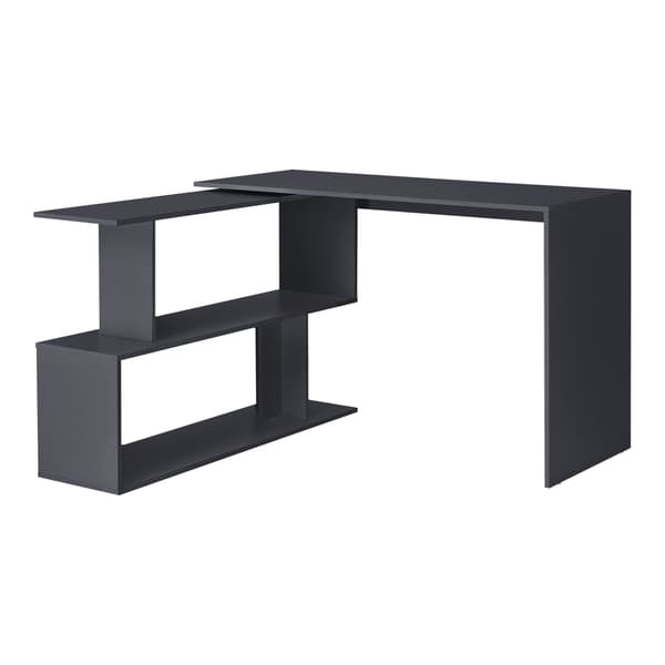 [en.casa]® Skrivbord Arendal med med hylla-76,5x120x50cm-melaminbelagd spånskiva-mörkgrå