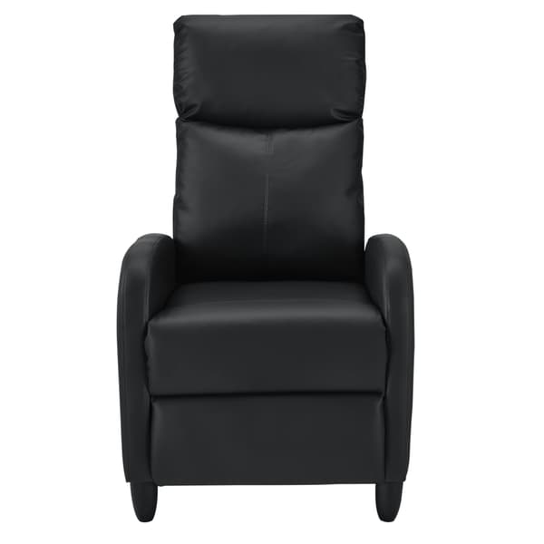 [en.casa]® Relax fåtölj Cleo-stoppad-102x60x92cm-sitshöjd:46cm-PU konstläder-metall-svart-justerbar rygg