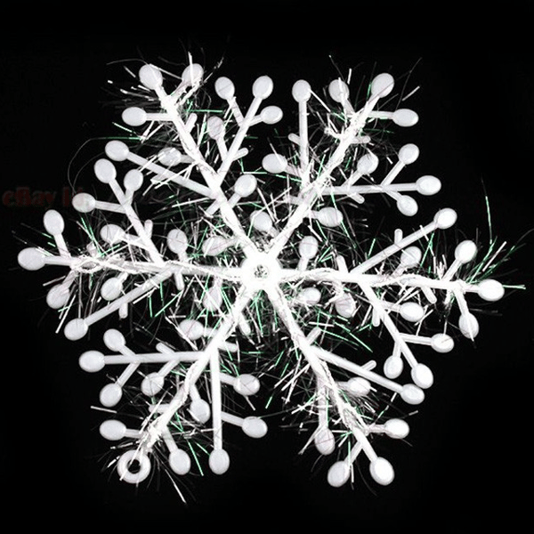 9 pack snöflingor, vita glitter jul dekoration pynt gran