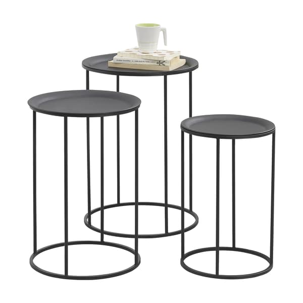 [en.casa]® Soffbord-avlastningsbord-set3-metall-svart
