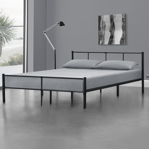 [en.casa]® Sängstomme Laos i metall inkl. ribbotten-200x180cm-svart, matt-reptålig