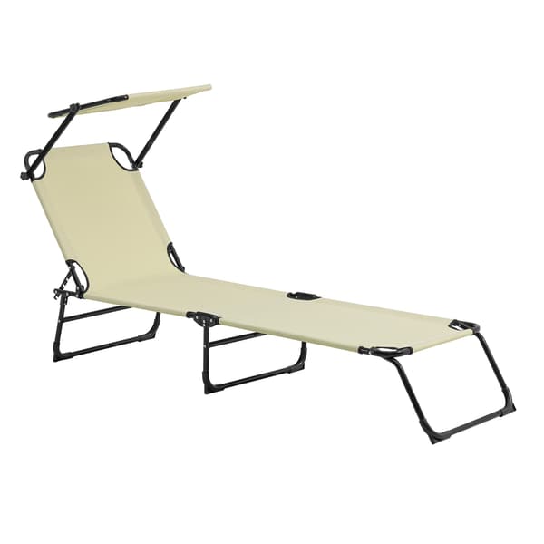 [casa.pro]® 2 Solsängar med tak-hopfällbar-Creme