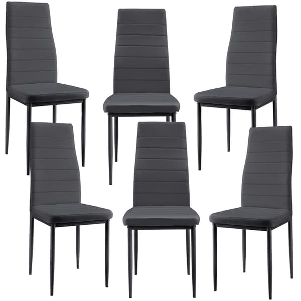 [en.casa]® Moderni ruokailuryhmä - pöytä + 6 tekonahkaa tuolia (harmaa)