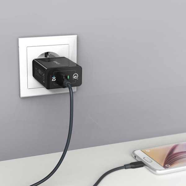 Anker PowerPort+ 1 Quick Charge 3.0, 0,9m Micro USB cable, Black