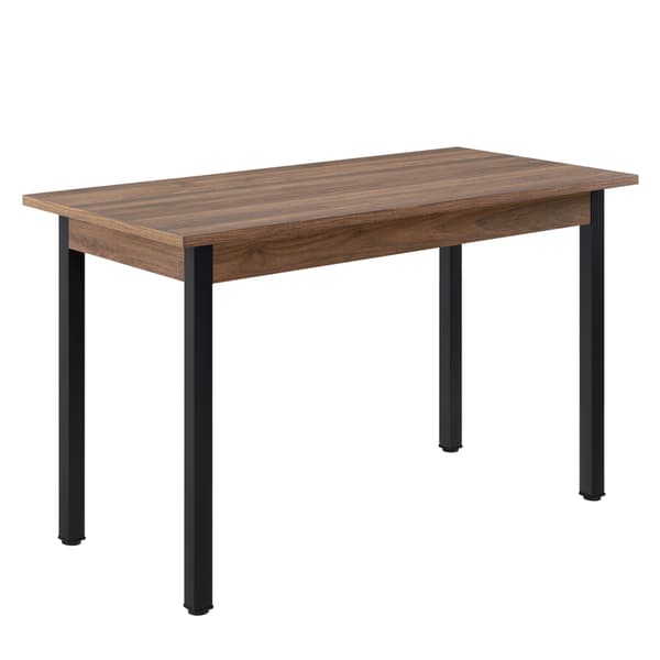 [en.casa]® Matbord Den Haag-120x60x75cm-pulverlackerat stål-melaminbelagd MDF-valnöt imitation-svart-plats för 4
