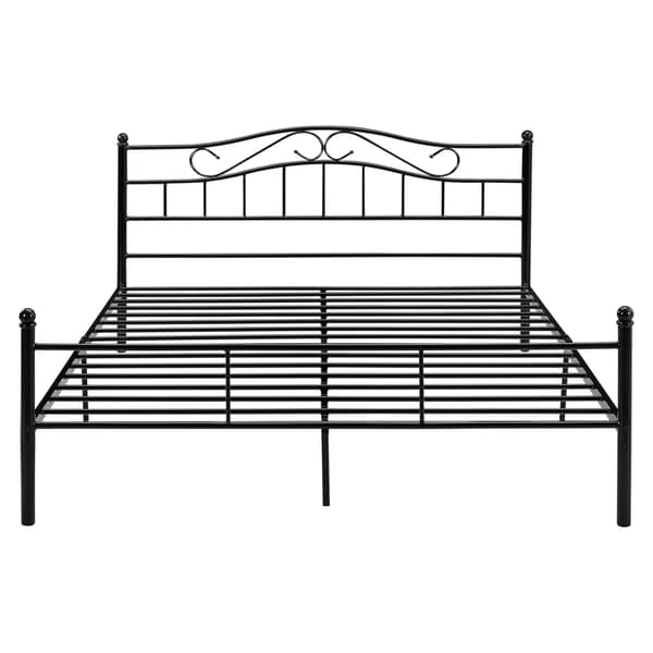[en.casa]® Sängstomme Florenz i metall med madrass-svart-140x200cm