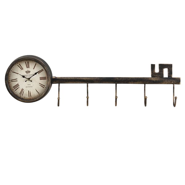 [en.casa]® Vægur nøgle mønster - analog ur - 88x7x26 cm - farvet - glas