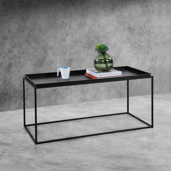 [en.casa]® Soffbord / Sidobord Ulla-metall-47x100x50cm-reptålig-svart