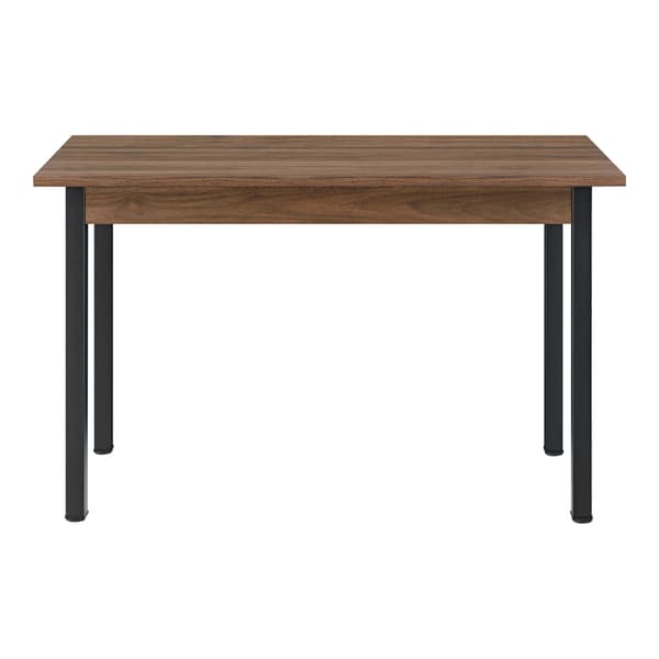 [en.casa]® Matbord Den Haag-120x60x75cm-pulverlackerat stål-melaminbelagd MDF-valnöt imitation-svart-plats för 4