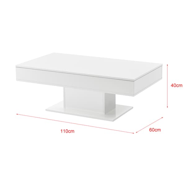 [en.casa]® Soffbord Lünen med inbyggd förvaring-40x110x60cm-högglans vit-melaminbelagd spånskiva
