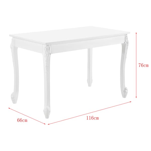 [en.casa] Matbord Lüneburg-116x66x76cm-MDF-plats för 4-vit-fyrkantig- tjocklek bordsskiva: 1,8 cm