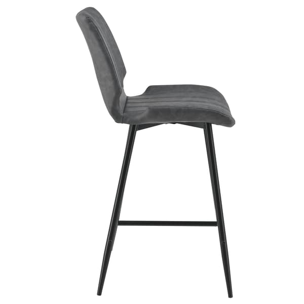 [en.casa]® Barstol Planica set 2-102,5x46,5x51cm-alcantara konstläder / metall-mörkgrå