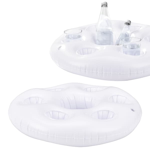 [casa.pro]® Uppblåsbar pool-bar med drickhållare-60cmx11cm-plats för 7 glas-vit