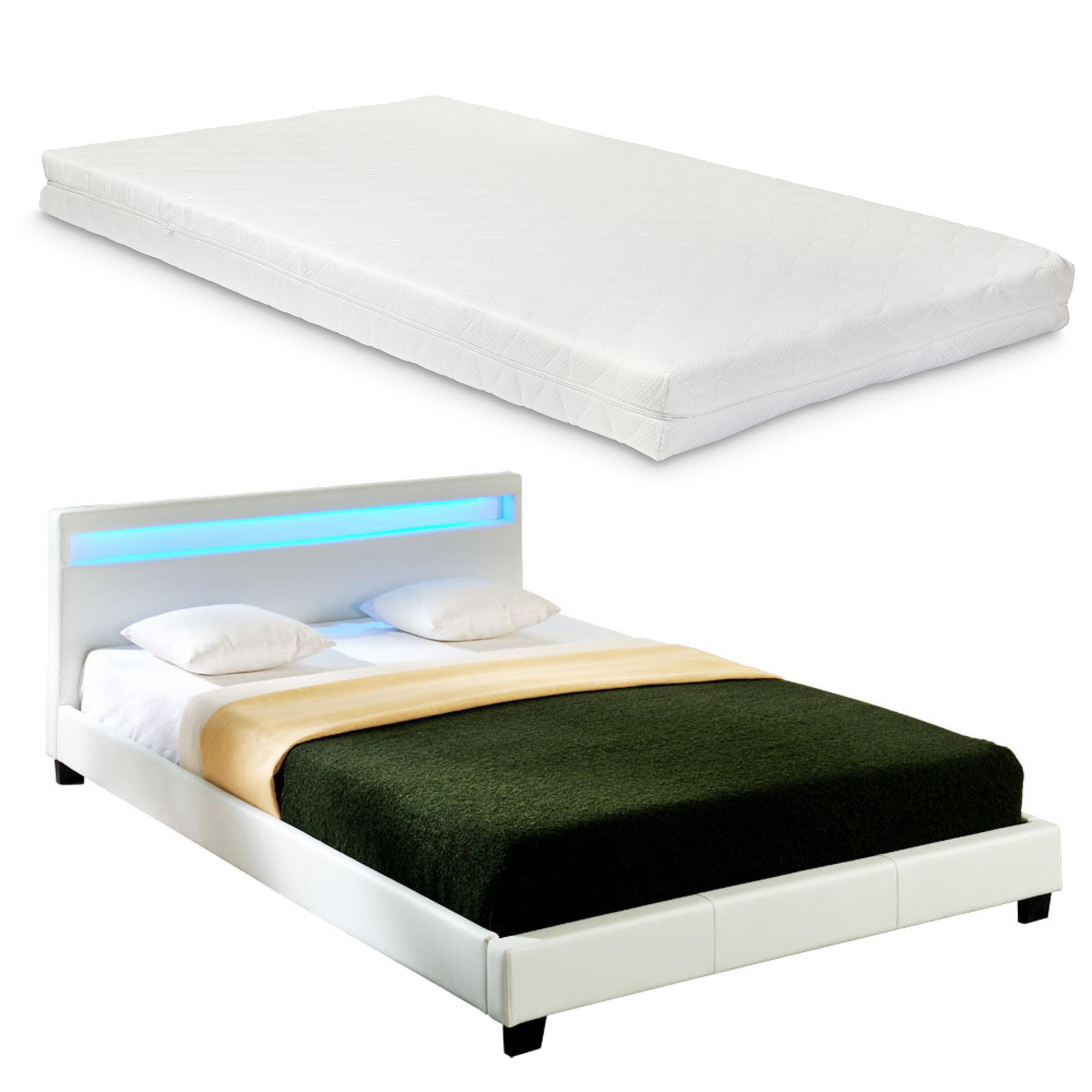 Corium® Tyylikäs verhoiltu sänky, PU tekonahka 210cm x 149cm valkoinen