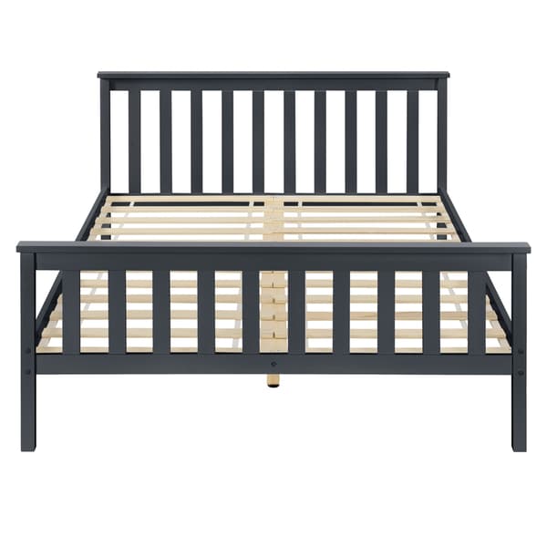 [en.casa] Sengeramme af fyrretræ med lamelbund - 200x180cm - fyrretræ - høj hovedgærde - max. belastning: 200 kg - mørkegrå