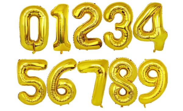 90CM NUMBER BALLOON guld metallic