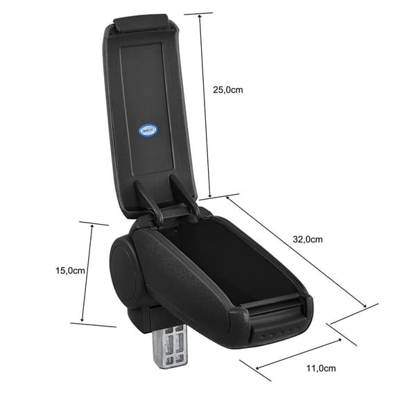 Midterarmlæn - passende til: BMW Mini (Generation 2 / fra 2006), R55 Clubman, R56 Hatch, R57 Cabrio - kunstlæder - Sort med røde syninger