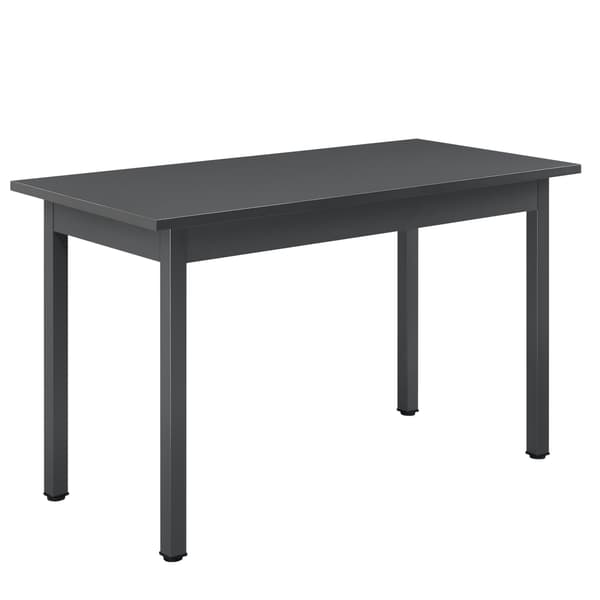 [en.casa]® Matbord Den Haag-120x60x75cm-pulverlackerat stål-melaminbelagd MDF-mörkgrå-plats för 4