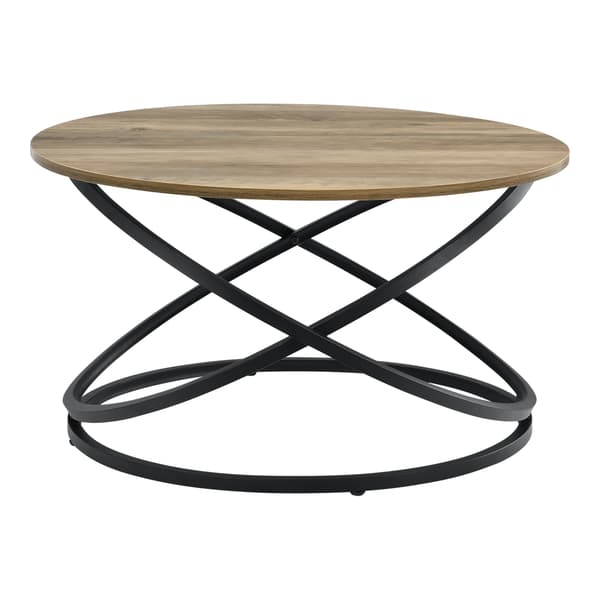 [en.casa] Sofabord Windeck - 46x79cm - metal - spånplade - rund - træ optik - sort