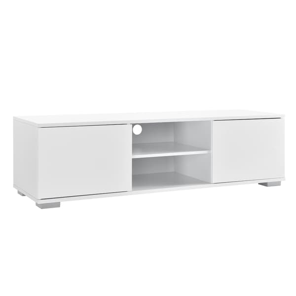 [en.casa]® Tv-bänk-2 dörrar-34,5x120x40cm-MDF-vit högglans