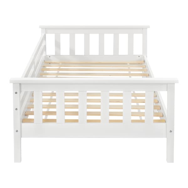 [en.casa]® Barn / Junior sängstomme Nuuk med ribbotten-148x80x52cm-furu-vit-max.belastning: 50 kg