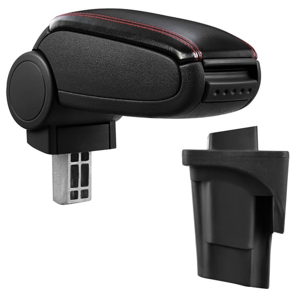 [pro.tec]® Armlæn til Seat Leon 1P (2005–2012) - kunstlæder - sort med rød søm