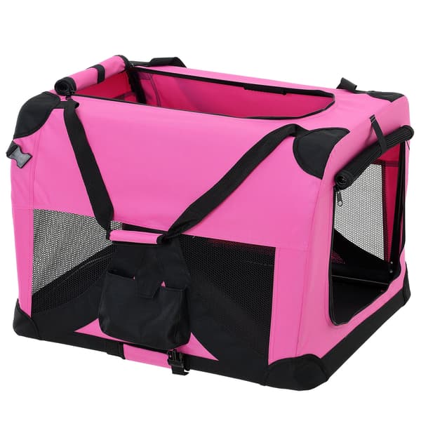 [pro.tec]® Hunde transporttaske/hundebur - S 49.5 x 34.5 cm - rosa