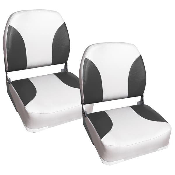 [pro.tec]® Fållbar båtstol-set 2-vit / grå-41,5x39x51cm-fällbar