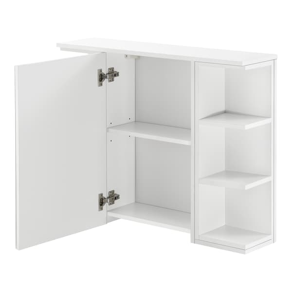 [en.casa]® Väggskåp Harstad för badrum med spegeldörr och 6 hyllplan-64x80x20cm-melaminbelagd spånskiva-vit