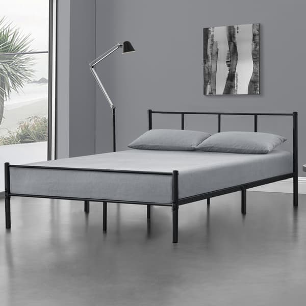 [en.casa]® Sängstomme Laos i metall inkl. ribbotten-200x160cm-svart, matt-reptålig