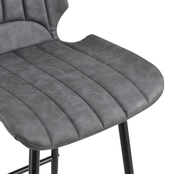 [en.casa]® Barstol Planica set 2-102,5x46,5x51cm-alcantara konstläder / metall-mörkgrå
