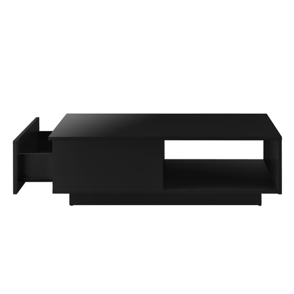 [en.casa] ® Sofabord Biskra-95x55x31cm-sort højglans-med skuffe-melaminovertrukket spånplade