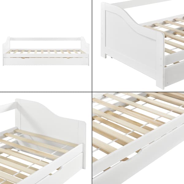 [en.casa] Bäddsoffa med utdragbar undersäng-205x97x66cm-furu-vit