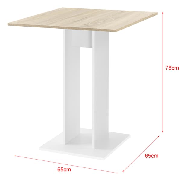 [en.casa] Matbord-Köksbord Lindesnes-65x65x78cm-melaminbelagd spånskiva-ek optik-vit
