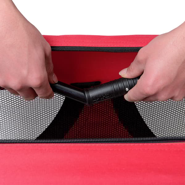 [pro.tec]® Transportväska för hund-Hundtransportbox-ihopfällbar-M-60x42x42cm-Röd