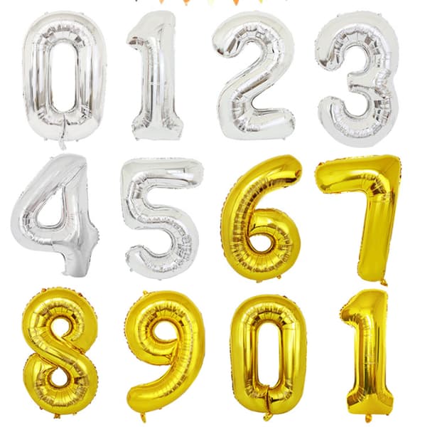 90CM NUMBER BALLOON guld metallic Number 5