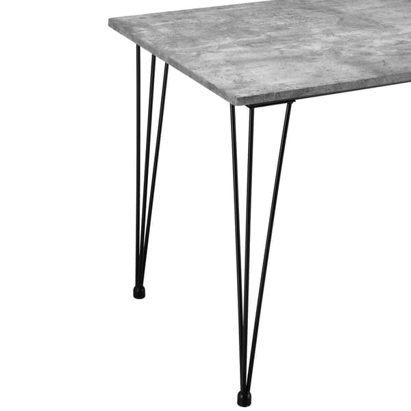 [en.casa]® Matbord med spännben-120x70x75cm-stål-MDF-betongkänsla / svart-plats för 4