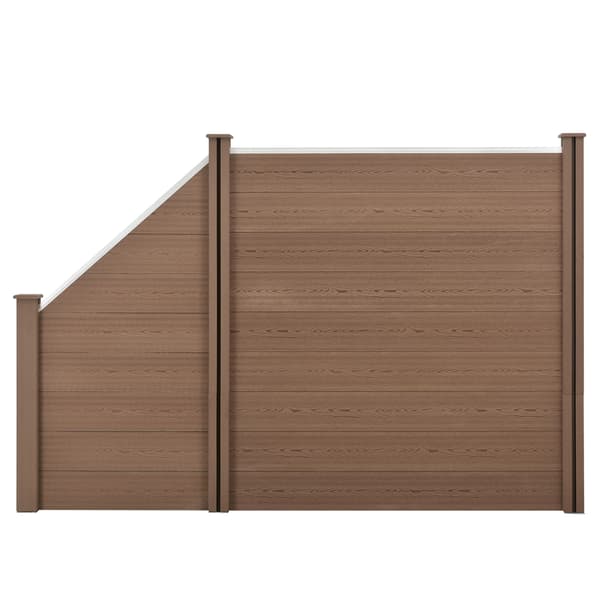 [neu.holz]® WPC Hegn sæt med stolpe: firkantet, skrå - 183x277cm - brun