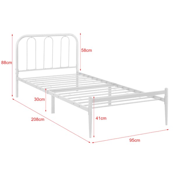 [en.casa]® Sängstomme Hanko i metall inkl. ribbotten-200x90-stål-vit (matt)-reptålig