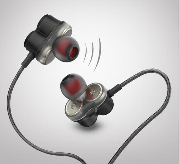 In-ear hörlurar med dubbla högtalare - Svart