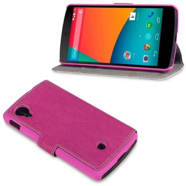 Mobilväska Nexus 5 Leather Pink Slim