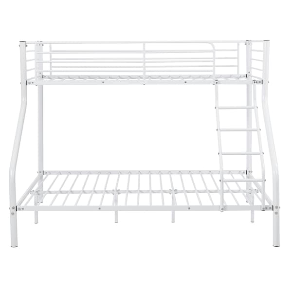 [neu.haus]® Våningssängstomme i metall inkl. madrasser-210x147,5x168cm-plats för 3-med stege-vit