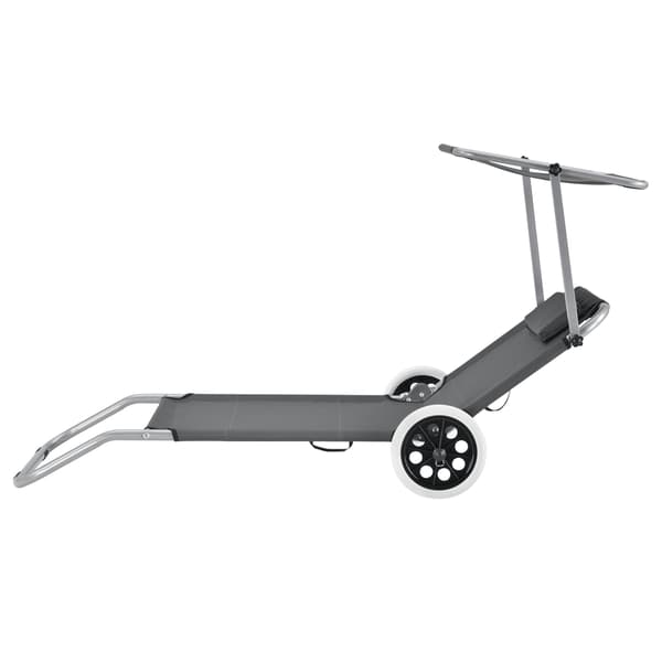 [casa.pro]® Solsäng med tak och hjul-set 2-mörkrå-146x52x15cm-Oxford tyg-4 lägen