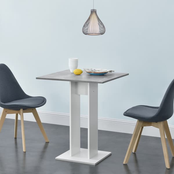 [en.casa]® Spisebord Lindesnes-65x65x78cm-melaminbelagt spånplade-beton farvet-hvid