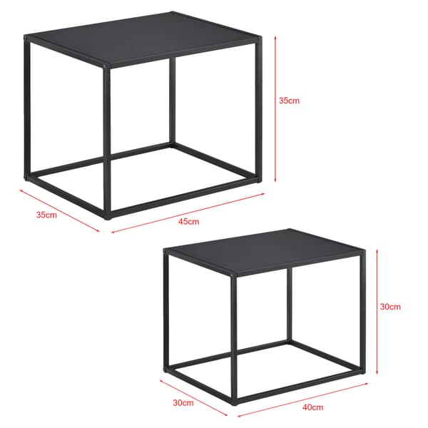 [en.casa]® Sofabord / Sideboard Unni sæt med 2-metal-35x45x35cm-30x40x30-modstandsdygtig mod ridser-sort-matt