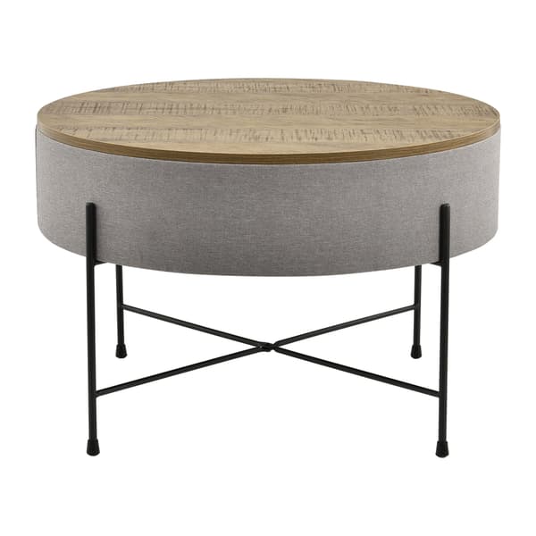 [en.casa] Sofabord med opbevaringsplads - tekstil/spånplade/metal - 40xØ60cm - træ optik/grå/sort
