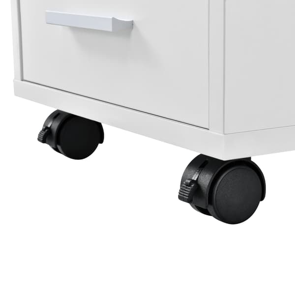 [en.casa]® Kontorskab på hjul - 63x33x38cm - 5 skuffer - Hvid