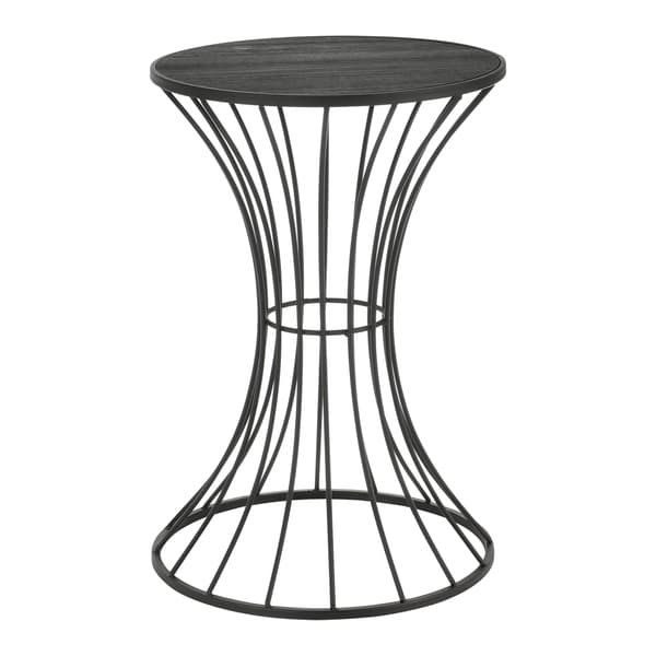[en.casa]® Timglasformat soffbord-sängbord-55,5x37,5cm-metall-MDF-svart-rustik träoptik